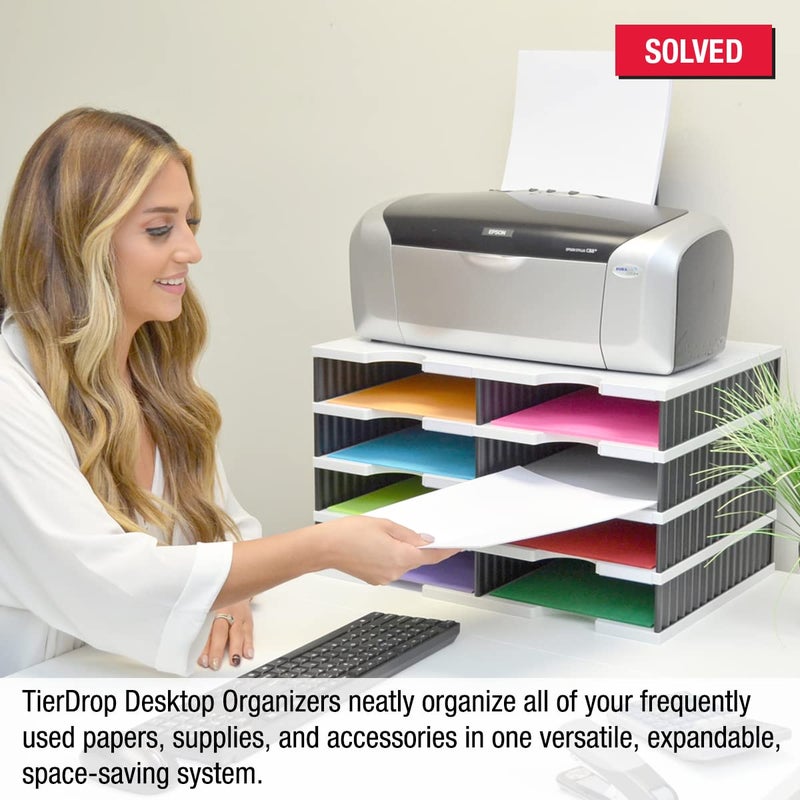 Ultimate Office TierDrop Desktop Organizer/Forms Mailroom Classroom Sorter, 8-Compartments with Optional Add-On Tiers for Easy Expansion, Gray w/Blackâ€¦ - Image 3